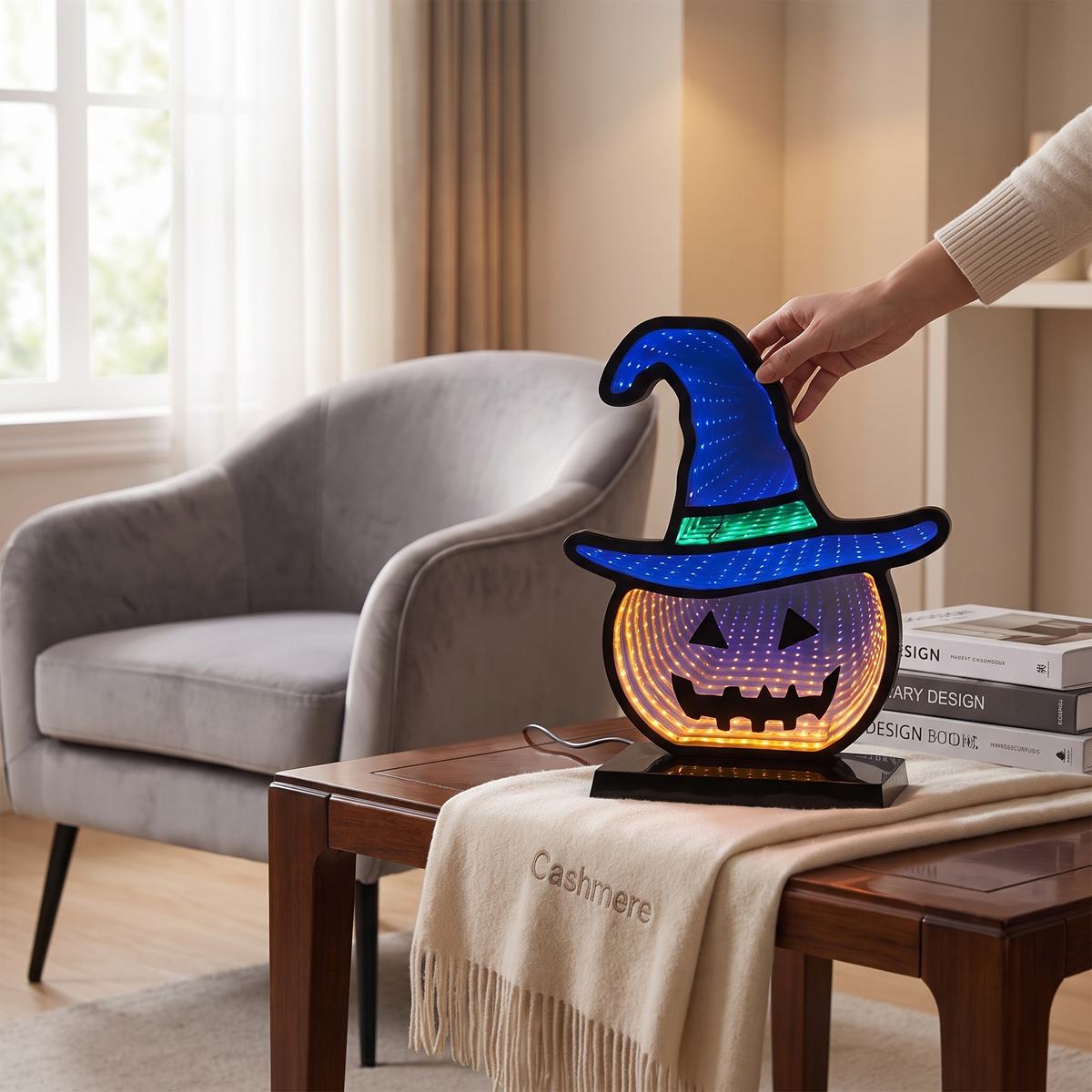 Bramwell Halloween Pumpkin Light Witch Hat LED Lamp