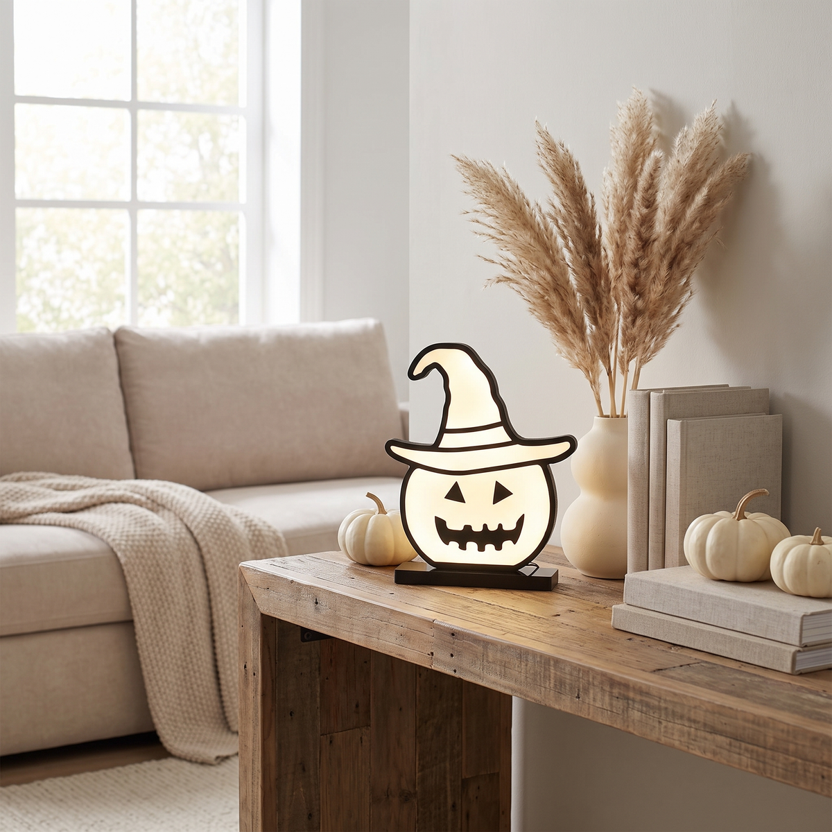 Bramwell Halloween Pumpkin Light Witch Hat LED Lamp