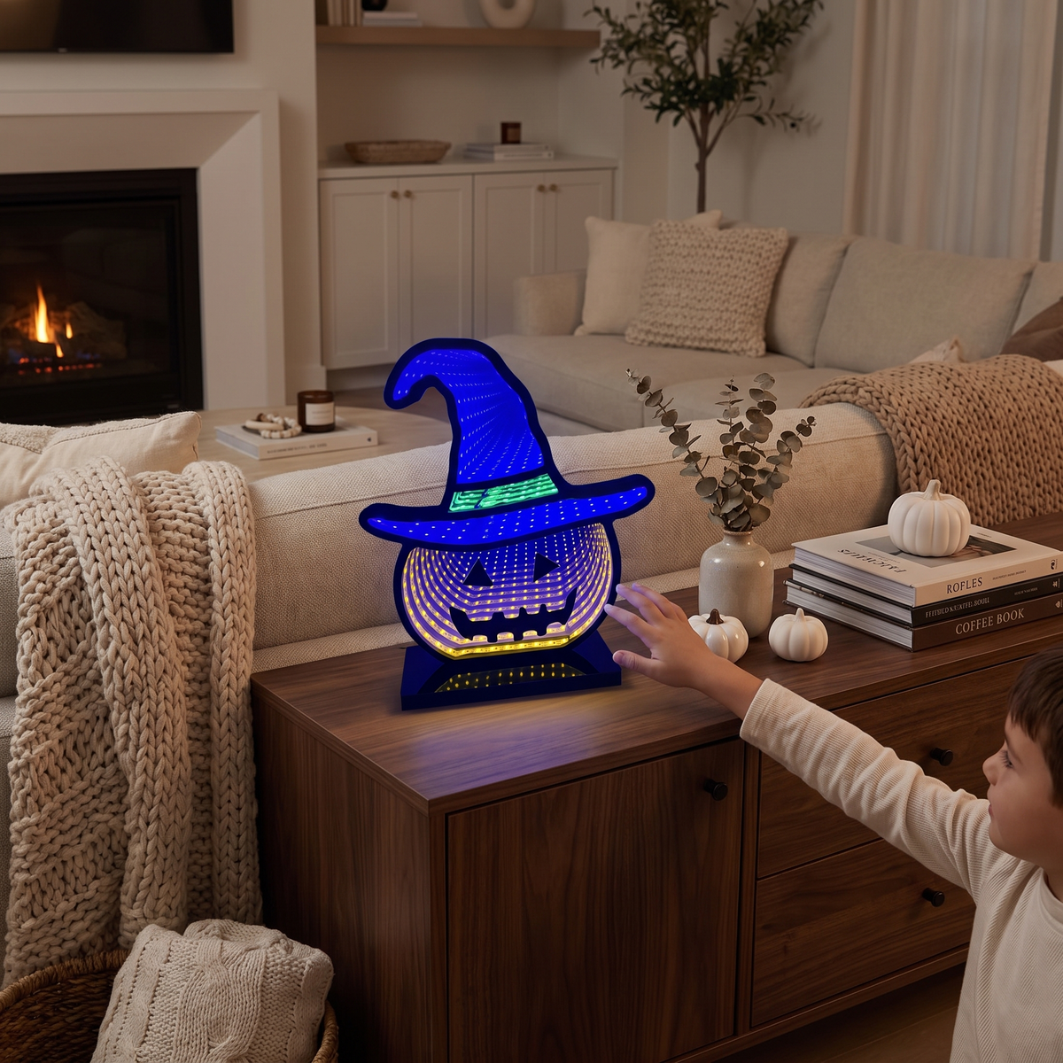 Bramwell Halloween Pumpkin Light Witch Hat LED Lamp