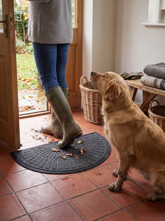 Hayling Semicircle Rubber Door Mat, Stops Dirt At The Threshold