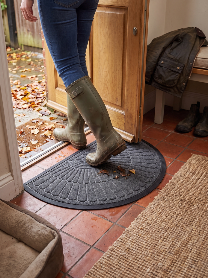 Hayling Semicircle Rubber Door Mat, Stays Where You Put It