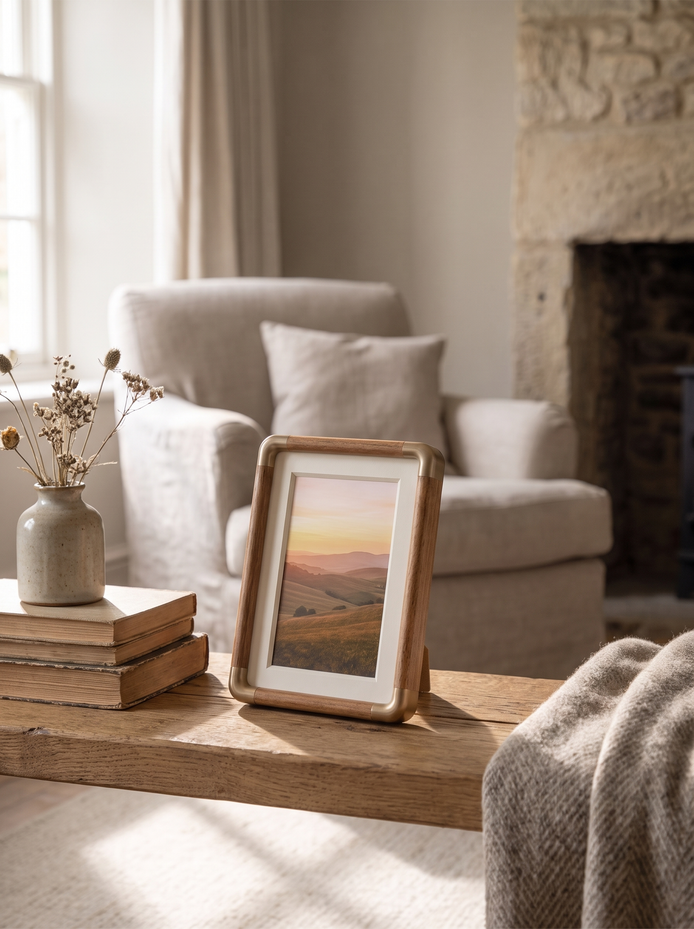 Brooks Wooden Tabletop Photo Frame, Real Grain In Every Frame