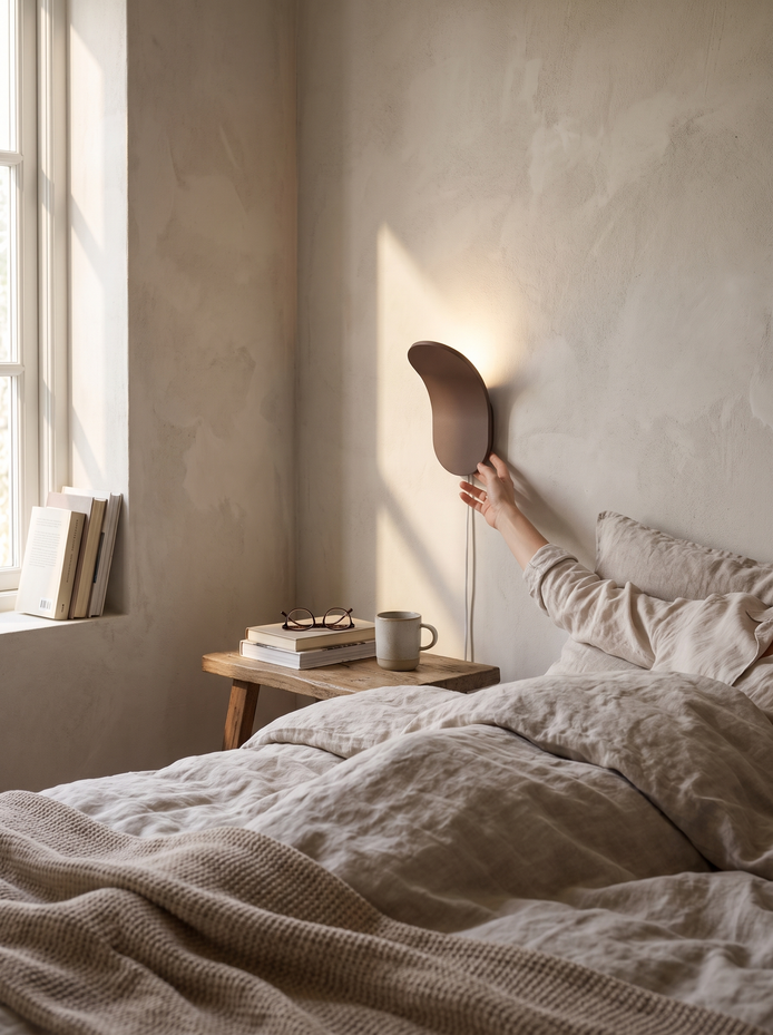 Kendal Nordic Curved Wall Lamp, Clear Of Shoulders