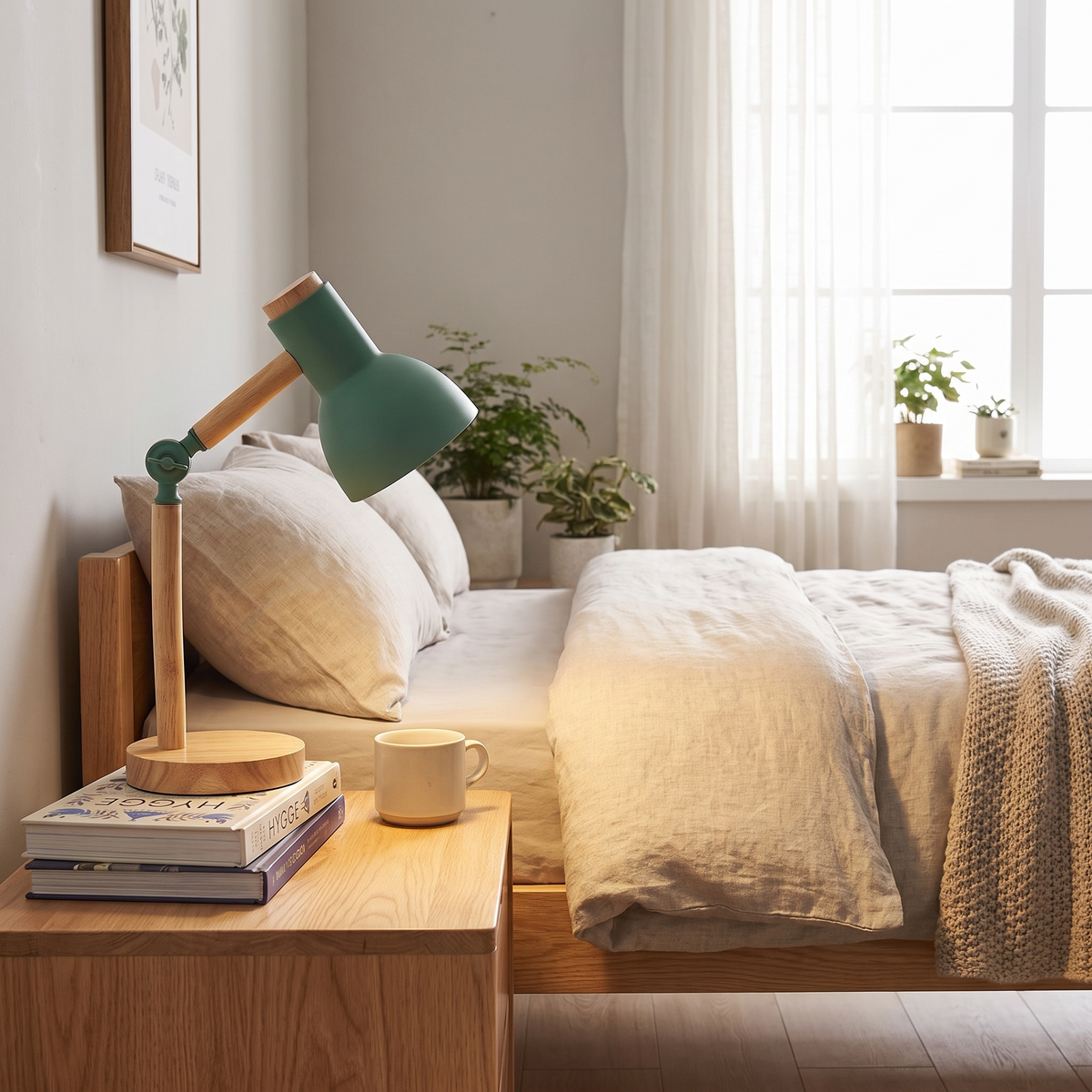 Elmsley Wooden Desk Lamp - Green