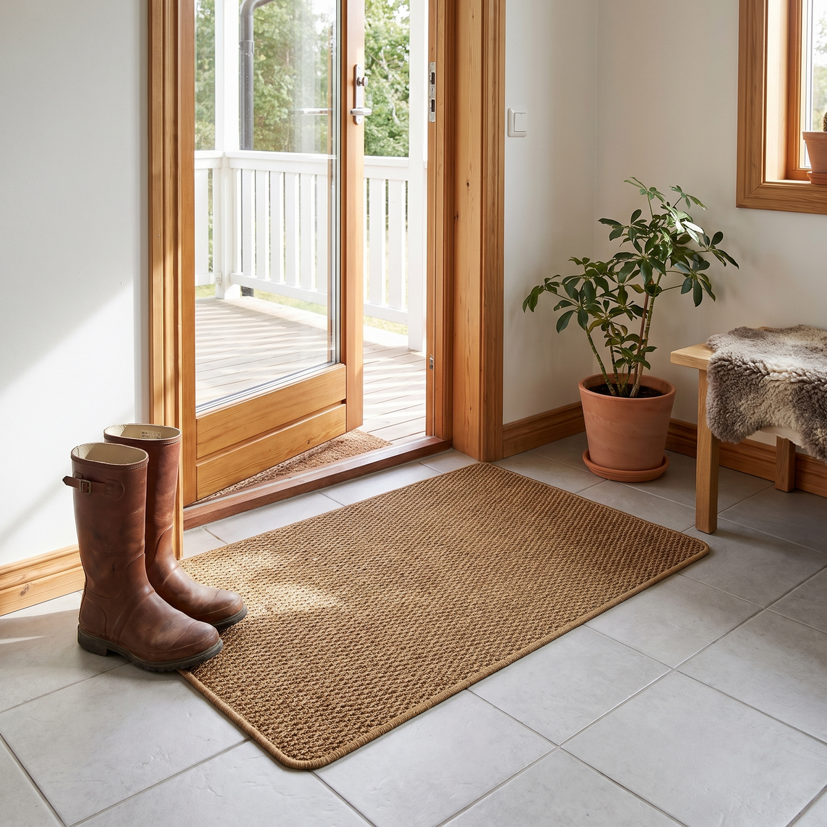 Rydal Faux Jute Door Mat - Brown