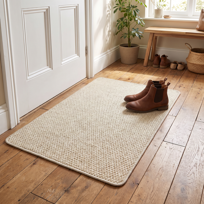 Rydal Faux Jute Door Mat - White
