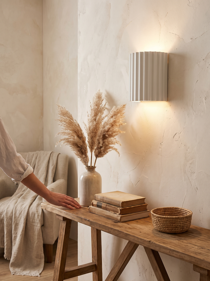 Ripon ribbed resin wall lamp Texture On A Plain Wall