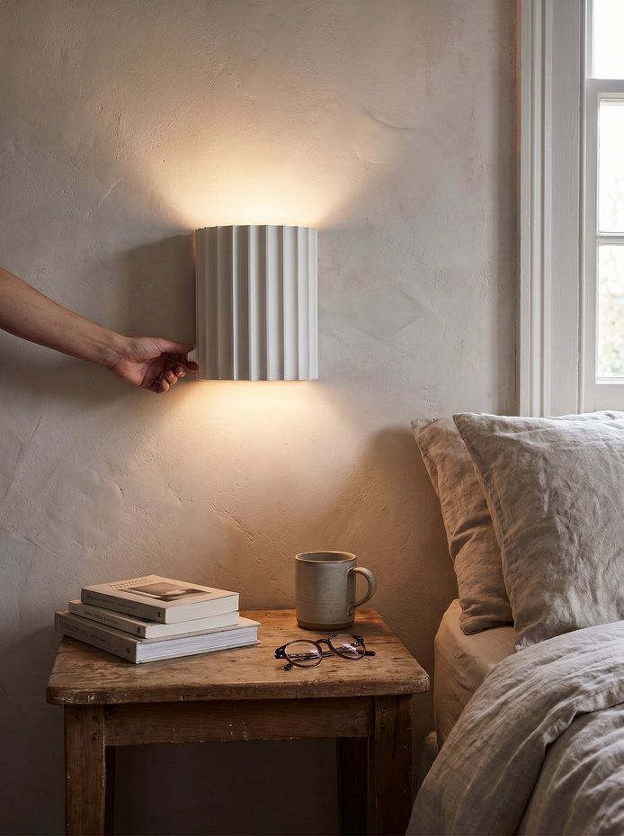 Ripon ribbed resin wall lamp Your Bulb, Your Glow
