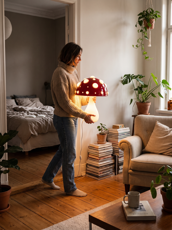Amble mushroom table lamp Carry It From Room To Room