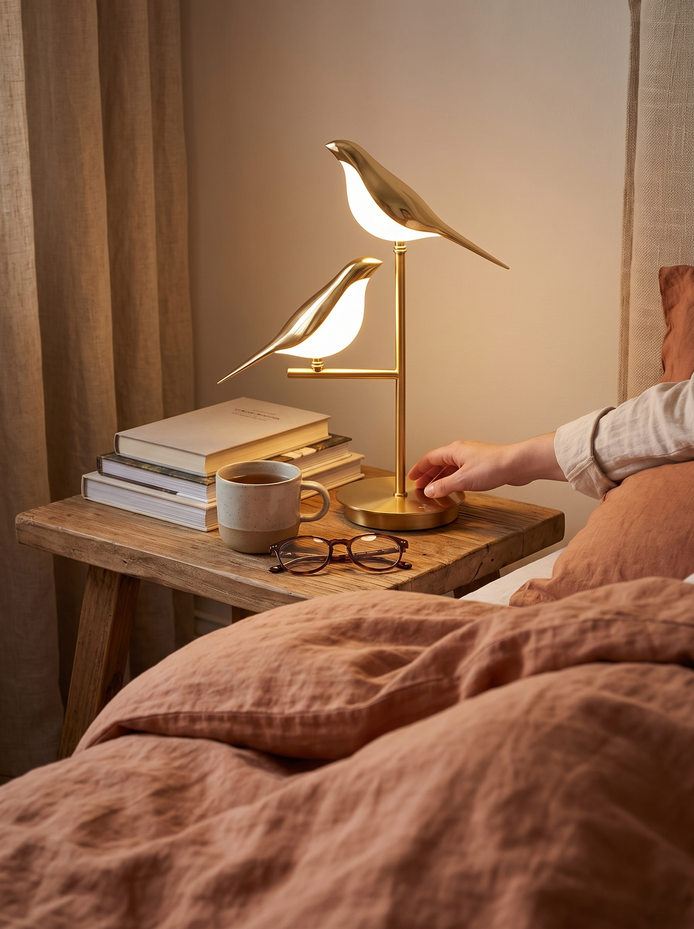 Finchley golden bird LED wall lamp A Warm Glow After Dark