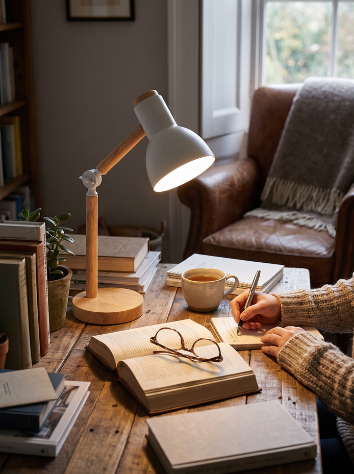 Elmsley wooden desk lamp Light Where You Need It