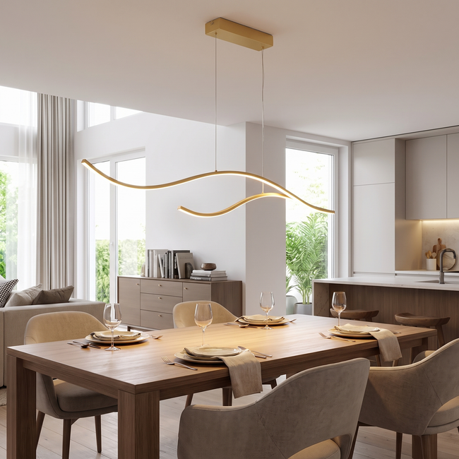 Curved LED Pendant Light Wavy LED Metal Ceiling Light