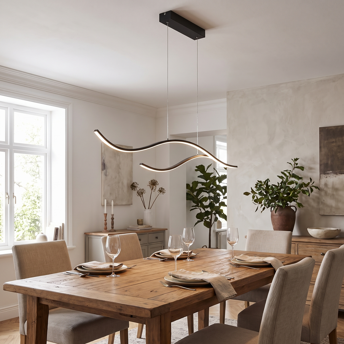 Curved LED Pendant Light Wavy LED Metal Ceiling Light