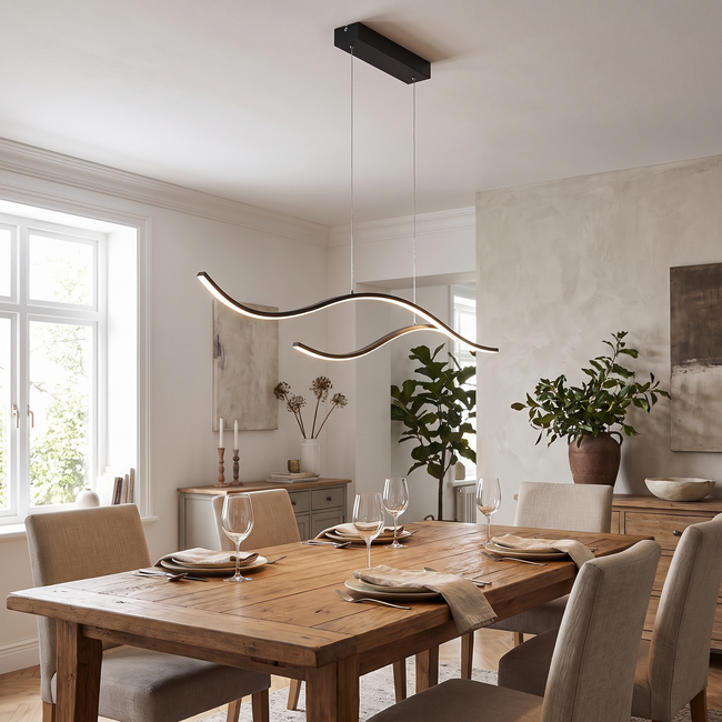 Curved LED Pendant Light Wavy LED Metal Ceiling Light