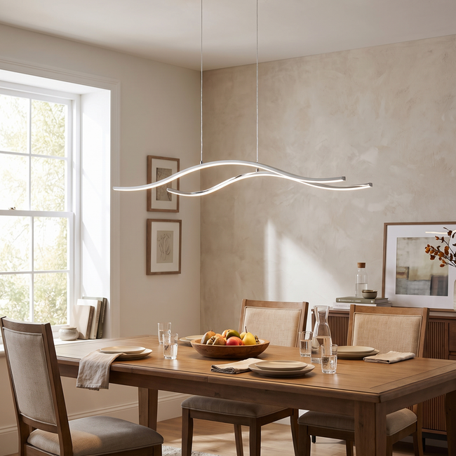 Curved LED Pendant Light Wavy LED Metal Ceiling Light