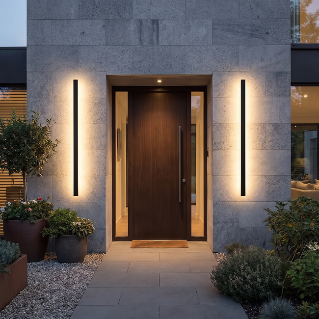 Outdoor Strip Wall Light Black Linear LED Integrated Light
