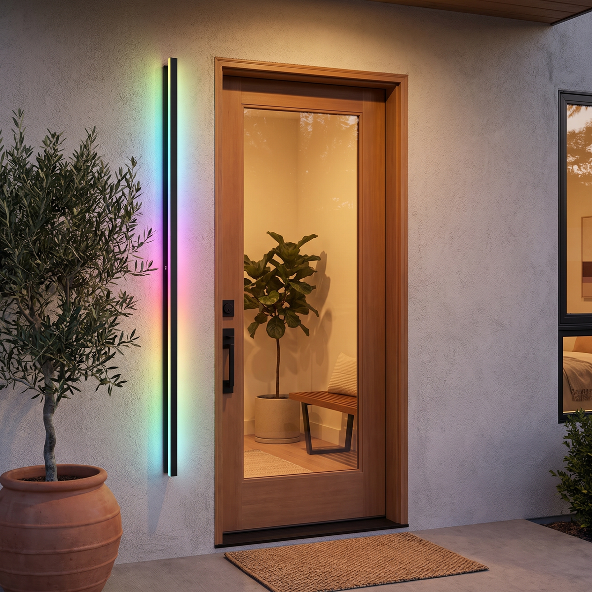 Outdoor Strip Wall Light Black Linear LED Integrated Light