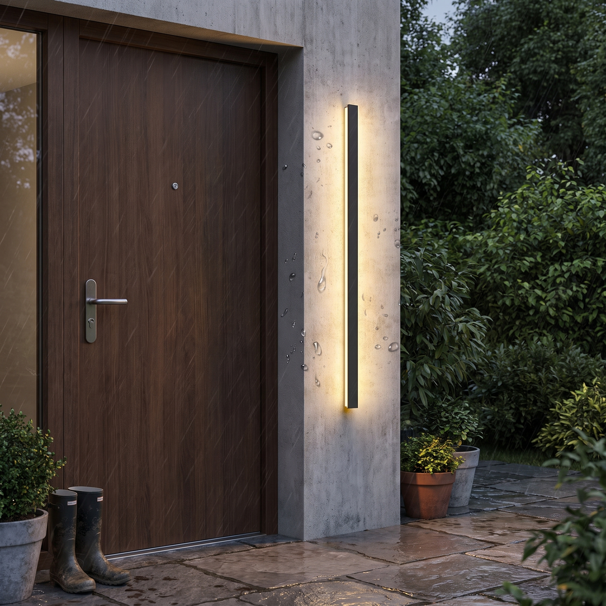 Outdoor Strip Wall Light Black Linear LED Integrated Light