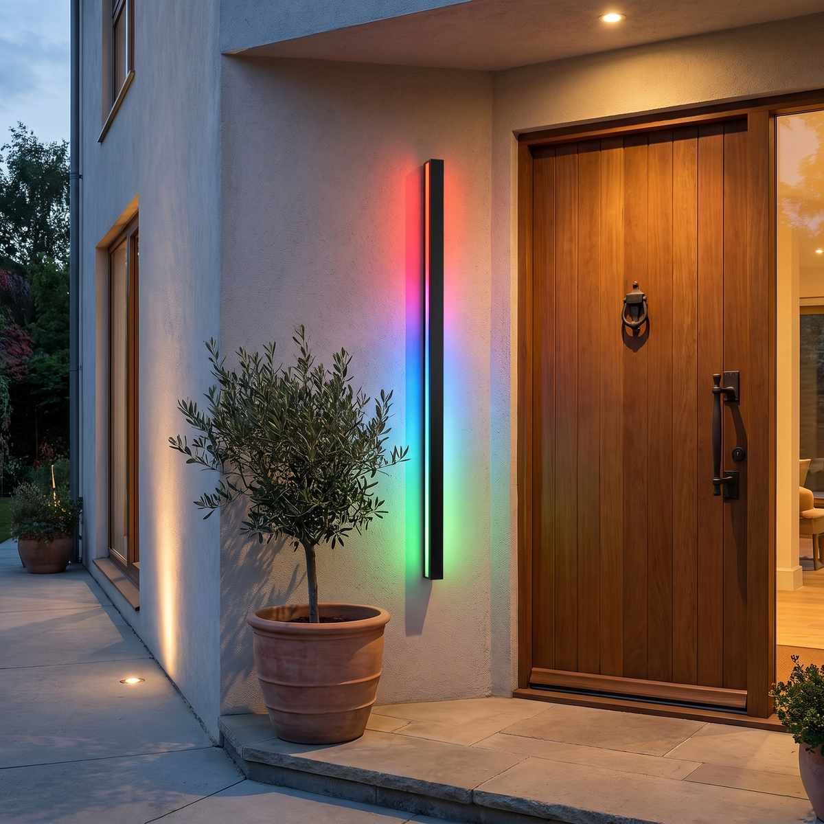 Outdoor Strip Wall Light Black Linear LED Integrated Light