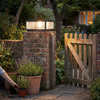 Square Pillar Light Ribbed Glass Outdoor Metal Light