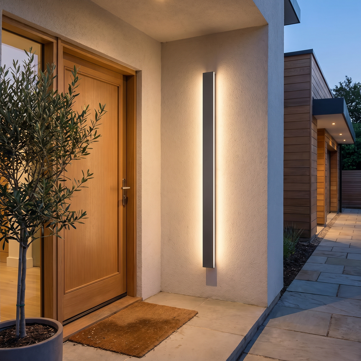 Outdoor Strip Wall Light Black Linear LED Integrated Light