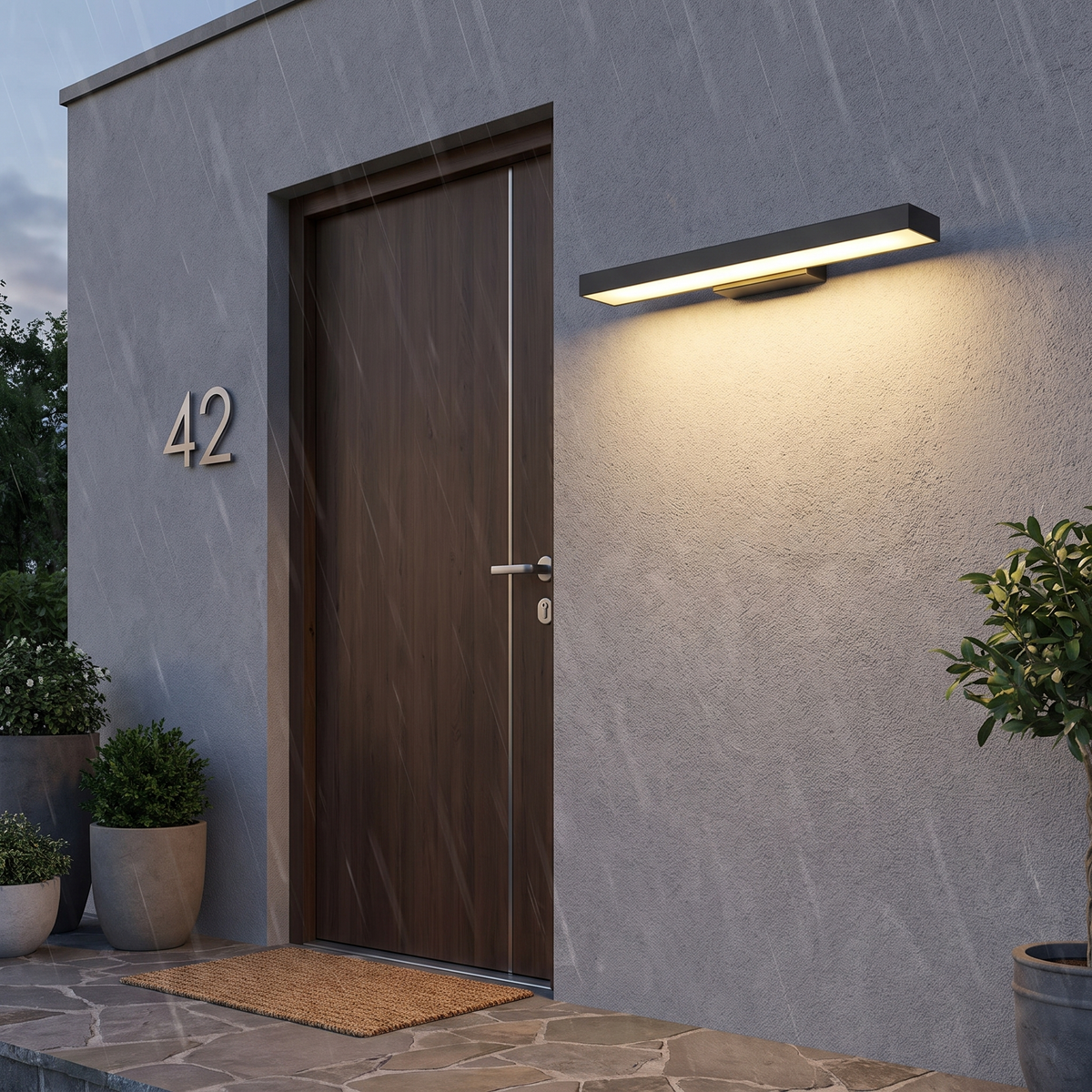 LED Linear Wall Light Outdoor Black Rectangular Lamp