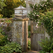 Stone Pillar Solar Lights Retro Copper Waterproof Fence Post Light