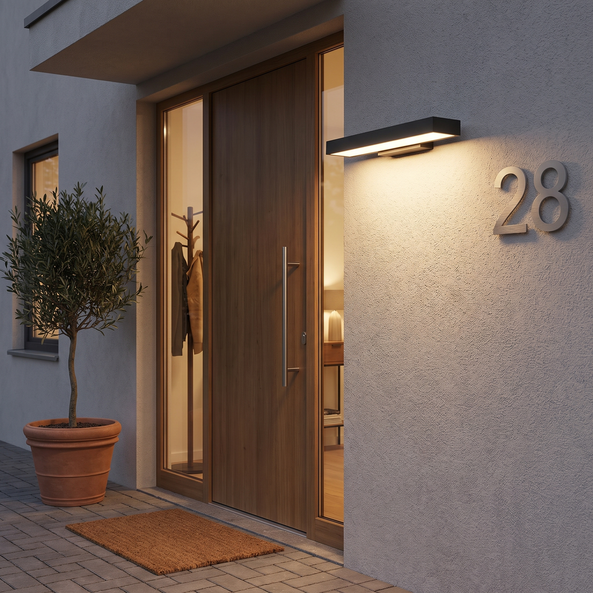 LED Linear Wall Light Outdoor Black Rectangular Lamp