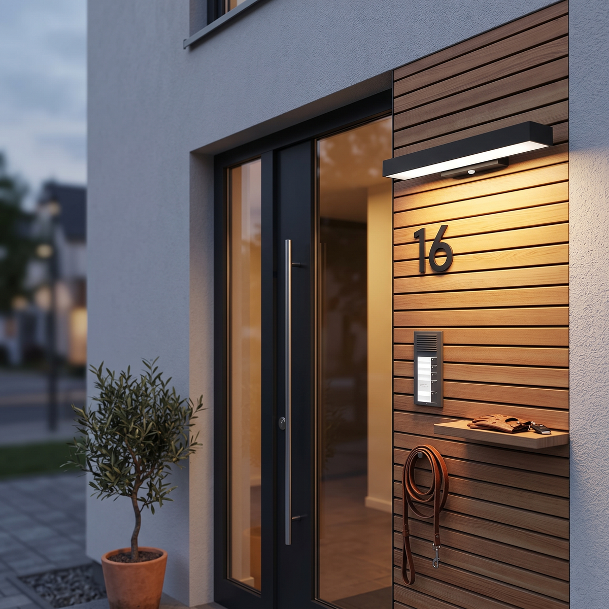LED Linear Wall Light Outdoor Black Rectangular Lamp