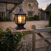 Thirsk Black Pillar Light Solar or Hardwired IP65 Lantern