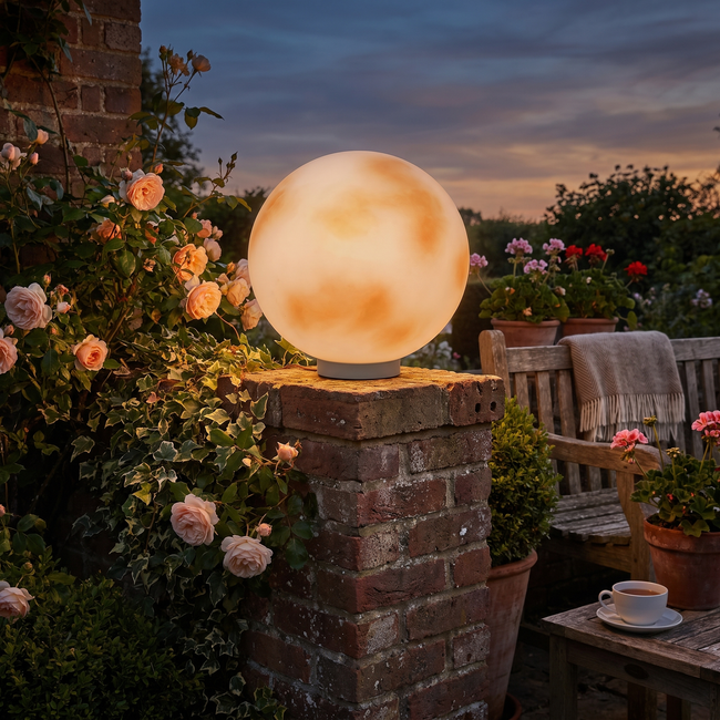 Wetherby Moon Pillar Light Globe Solar or Hardwired IP65