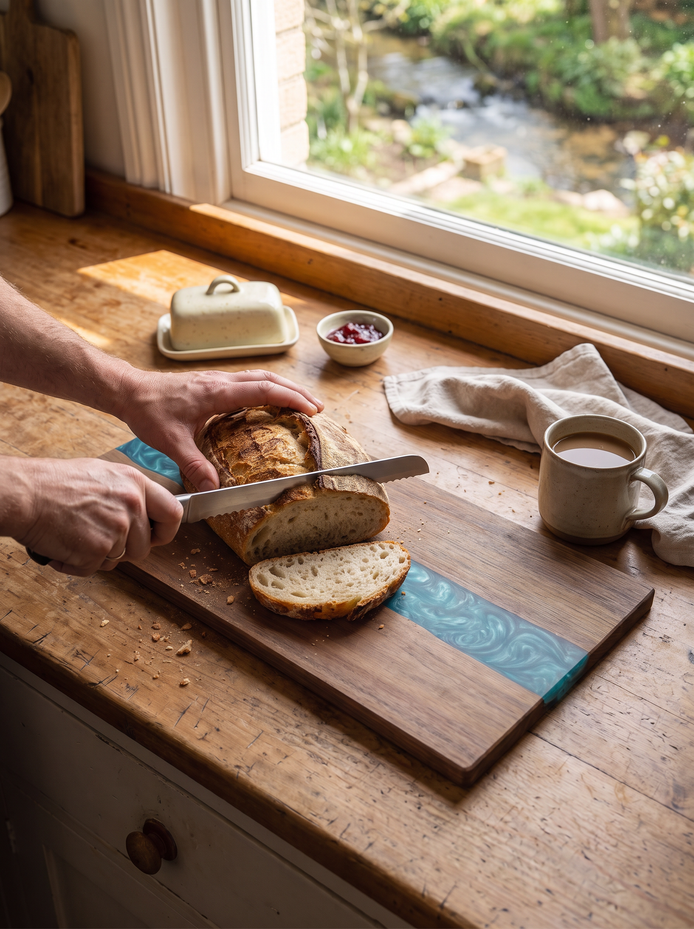 Hawes resin river chopping board, A River Runs Through It