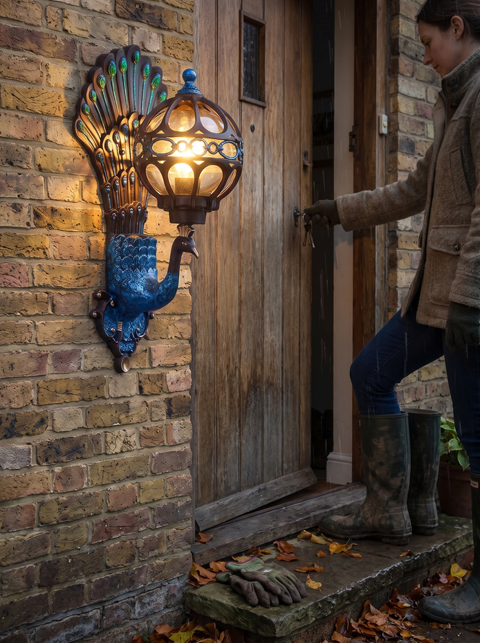 Helmsley peacock outdoor wall light, Made To Weather The Seasons