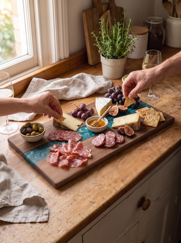 Hawes resin river chopping board, From Chopping To Charcuterie