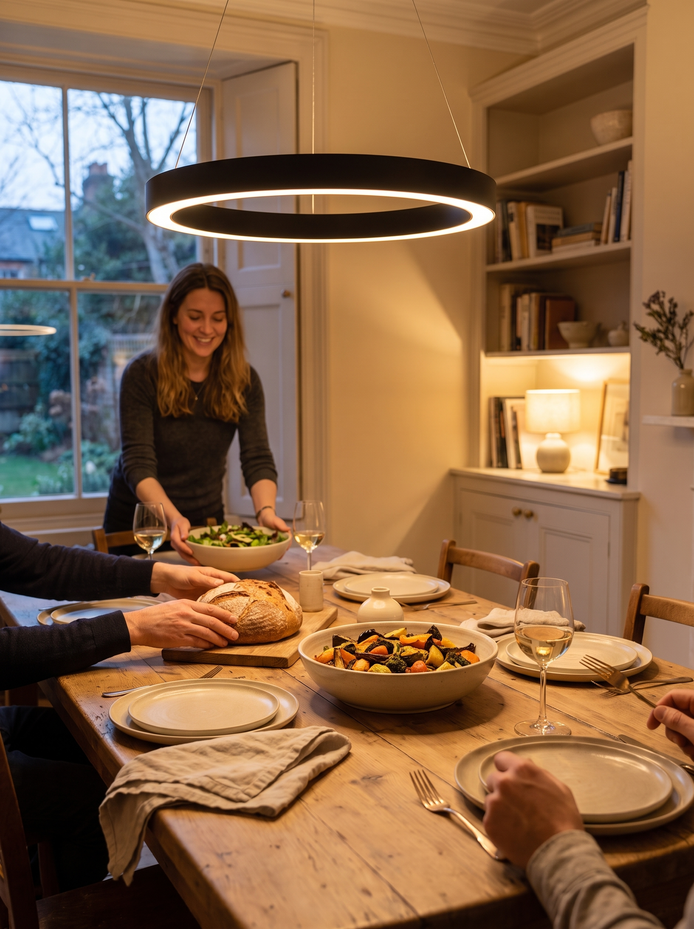 Malton ring pendant light, Warm Evenings, Bright Mornings