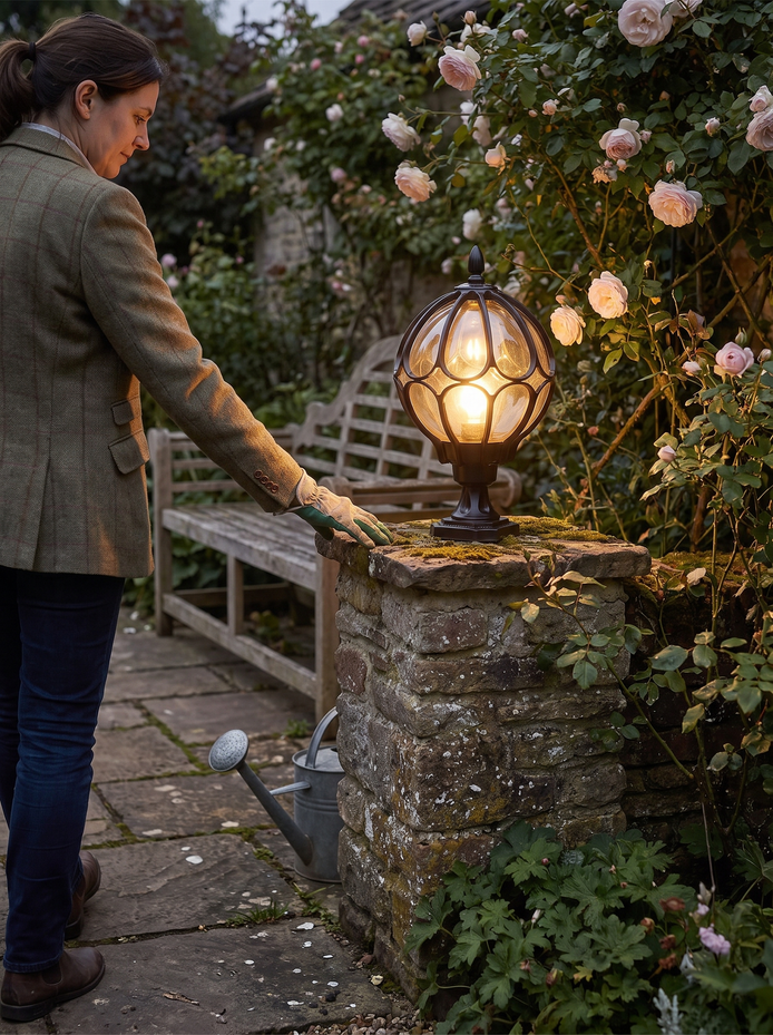 Masham globe pillar light, Matched To Your Pillar
