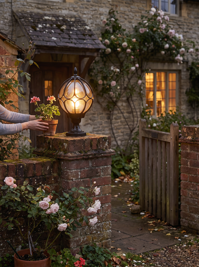 Masham globe pillar light, Frame The Entrance