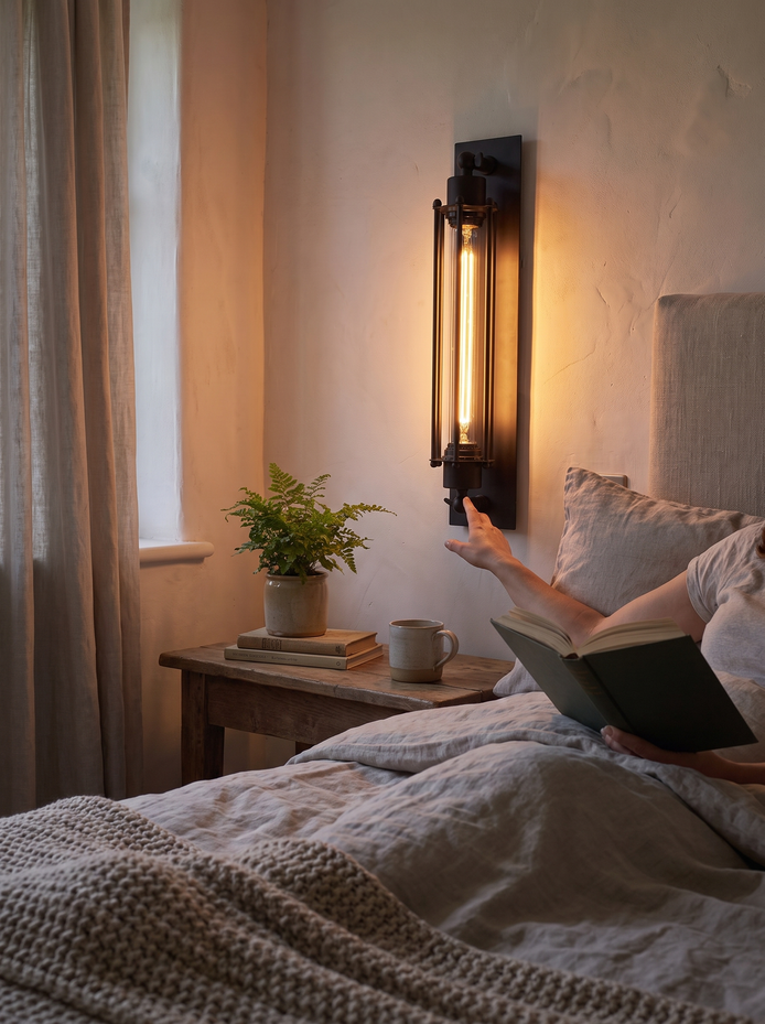 Chipping industrial wall sconce, A Soft, Warm Glow