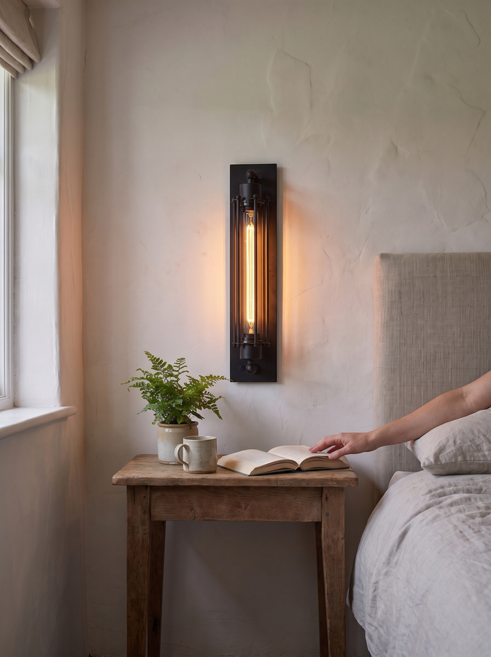 Chipping industrial wall sconce, Fits Where Space Is Tight