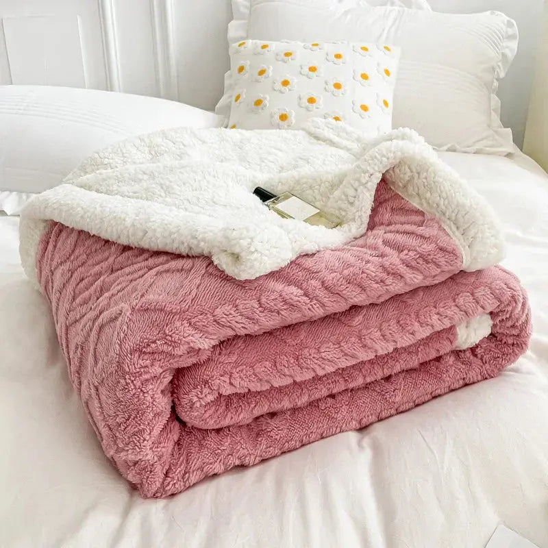 Axbridge Flannel and Lamb Velvet Blanket Two Layer Throw