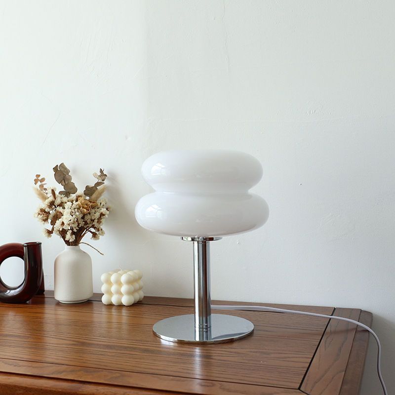 Ashcombe Glass Table Lamp Chrome Base Retro Bedside Light