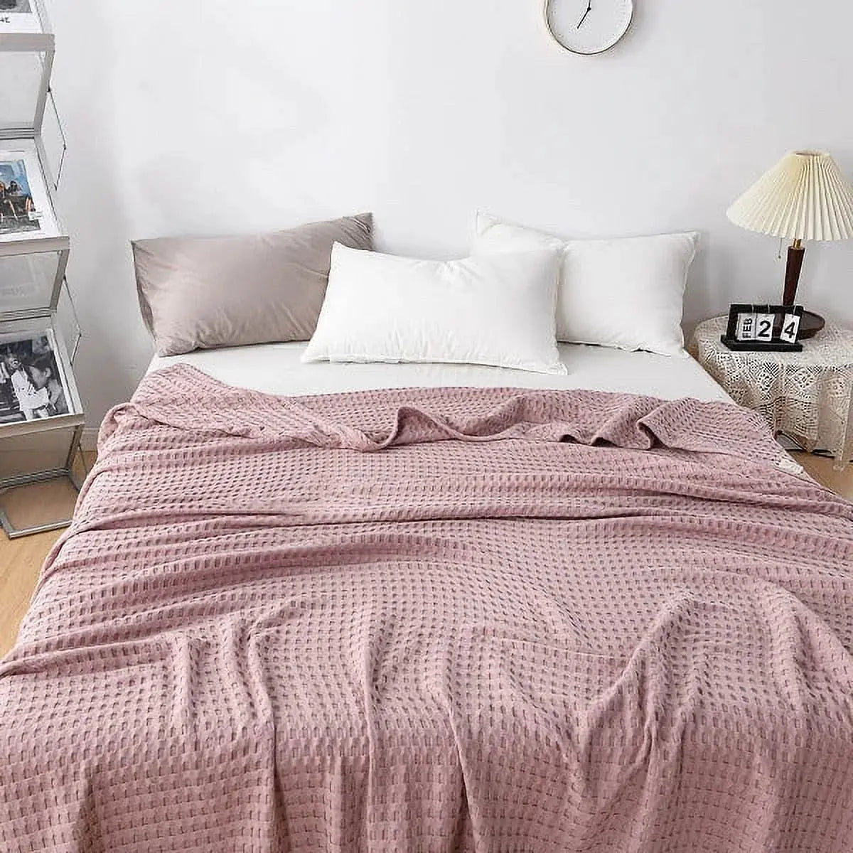 Broadway Cotton Waffle Blanket Lightweight Breathable Throw
