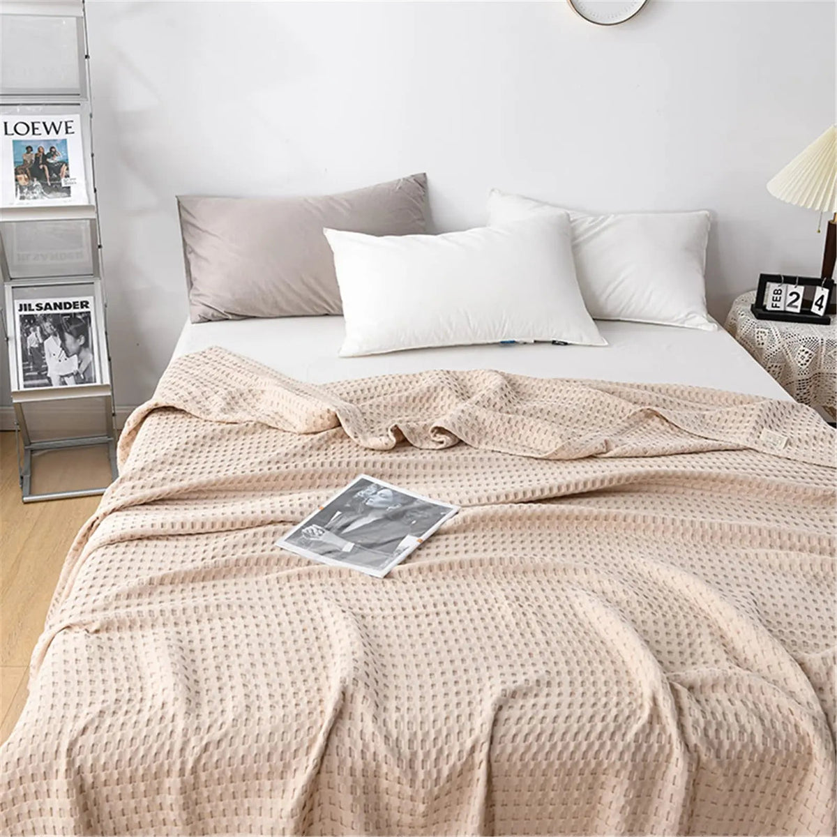 Broadway Cotton Waffle Blanket Lightweight Breathable Throw