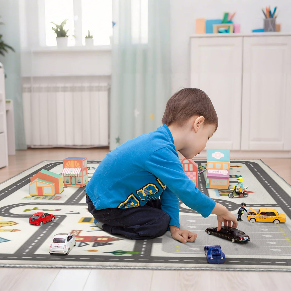 Porlock Kids Play Mat Rug Road and Parking Lot Design