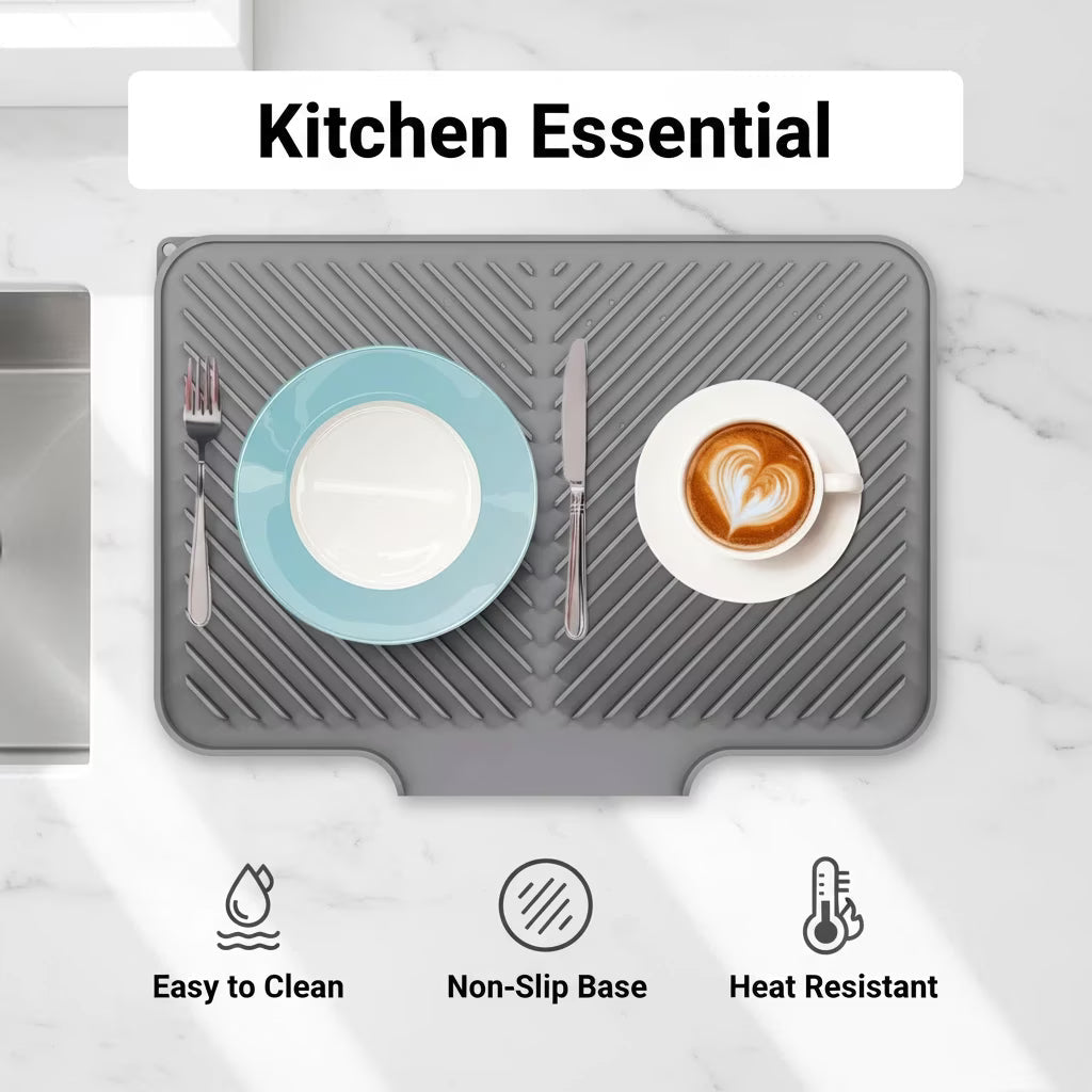 Southwold Silicone Dish Drying Mat Countertop Drain Pad