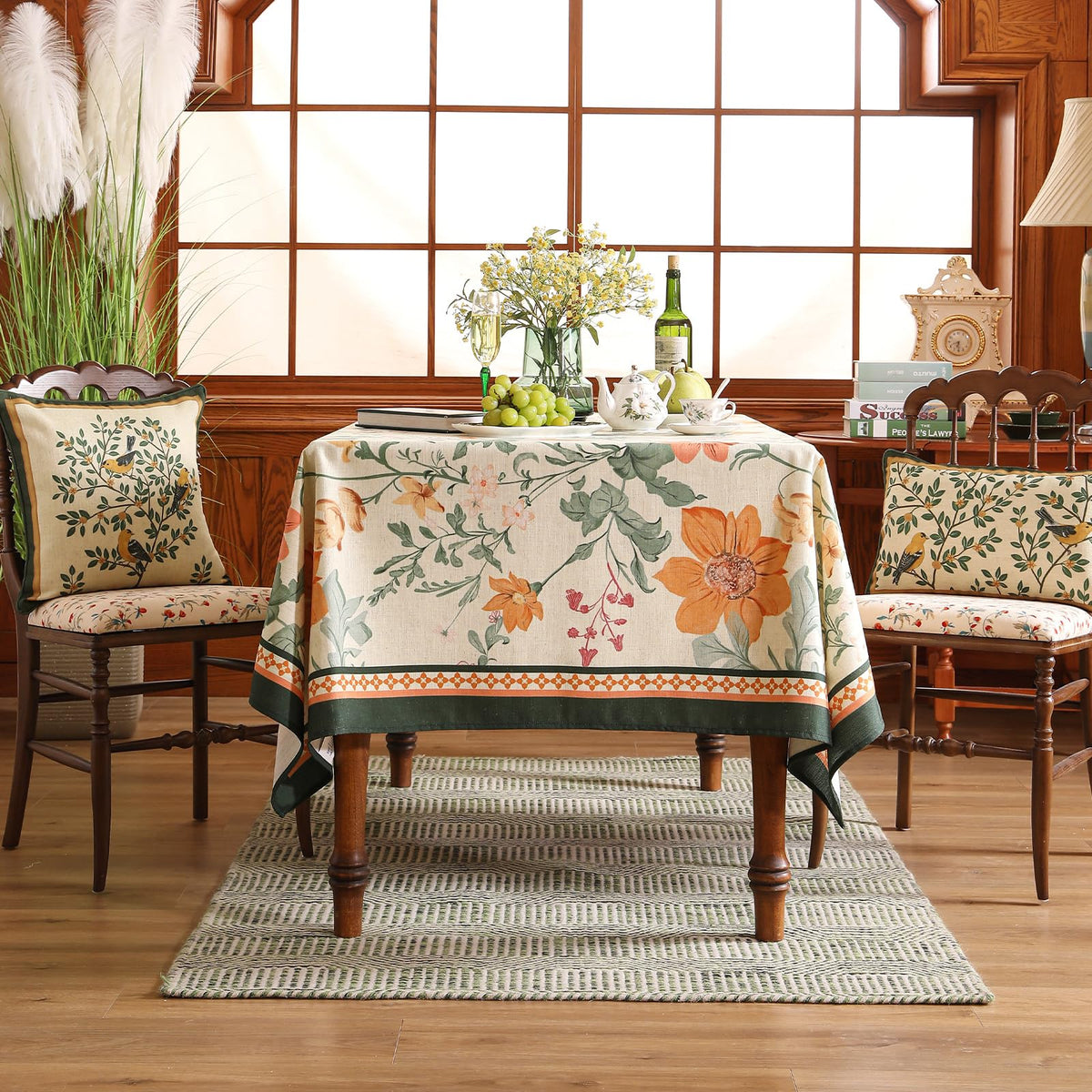 Tintagel Vintage Floral Tablecloth Linen Look Table Cover