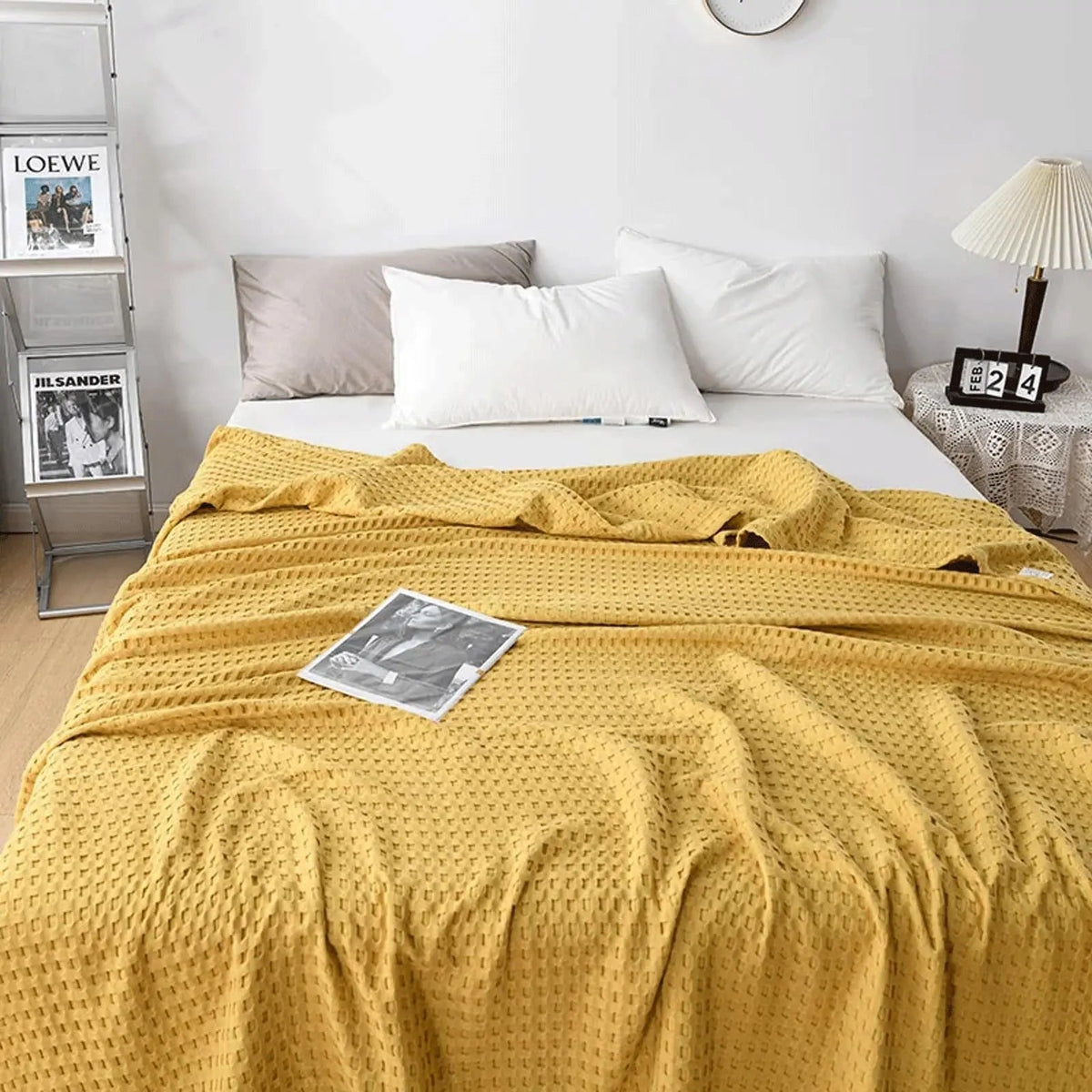 Broadway Cotton Waffle Blanket Lightweight Breathable Throw