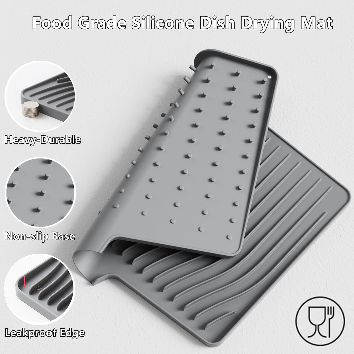 Southwold Silicone Dish Drying Mat Countertop Drain Pad