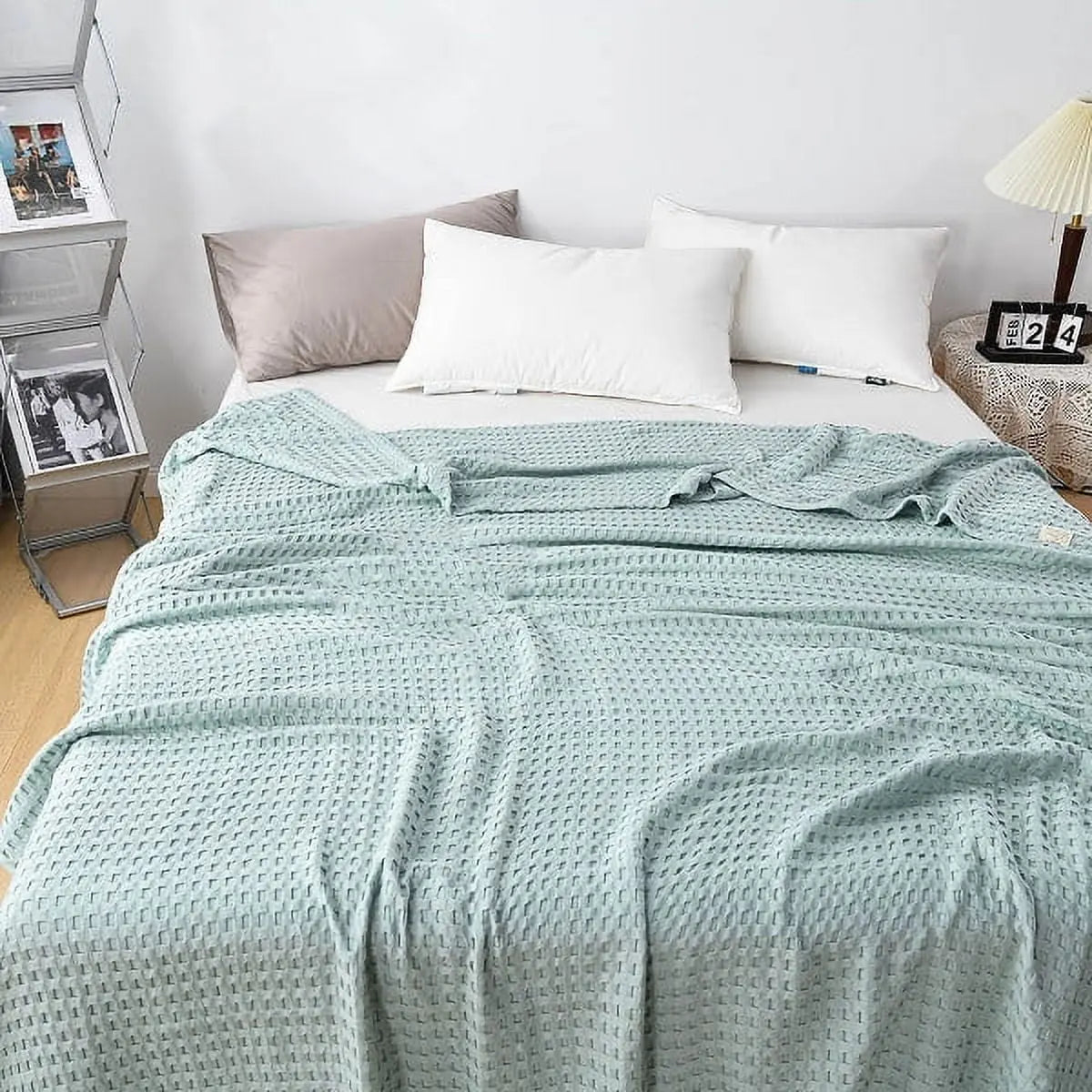 Broadway Cotton Waffle Blanket Lightweight Breathable Throw