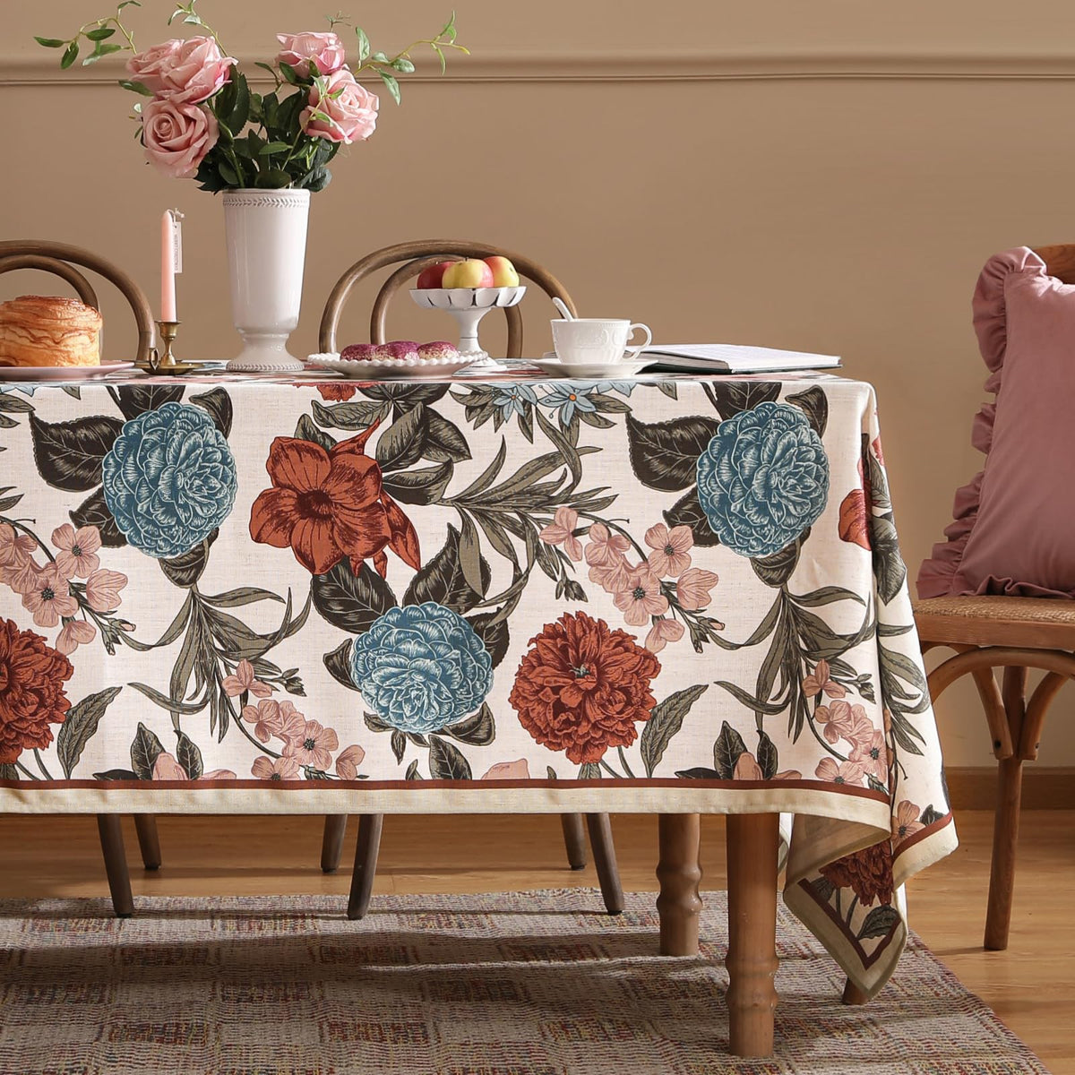 Tintagel Vintage Floral Tablecloth Linen Look Table Cover